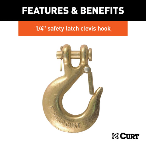 CURT 80303 - 35in. Safety Chain with 1 Clevis Hook (12600 lbs Yellow Zinc)