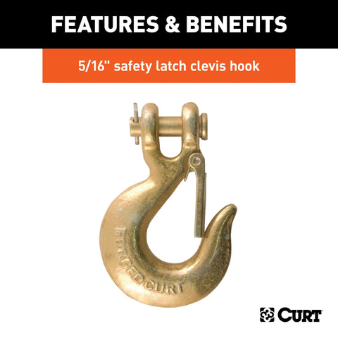 CURT 80304 - 35in. Safety Chain with 1 Clevis Hook (18800 lbs Yellow Zinc)