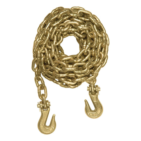 CURT 80310 - 16ft. Transport Binder Safety Chain with 2 Clevis Hooks (26400 lbs Yellow Zinc
