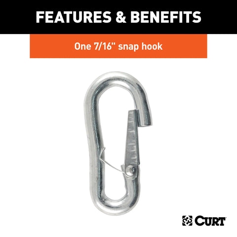 CURT 80313 - 27in. Safety Chain with 1 Snap Hook (5000 lbs Clear Zinc)