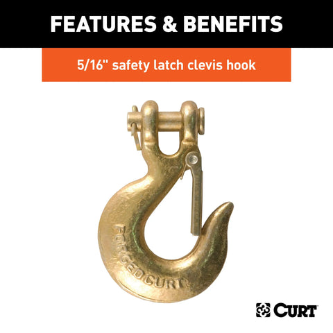 CURT 80314 - 35in. Safety Chain with 1 Clevis Hook (11700 lbs Clear Zinc)