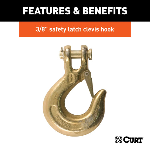 CURT 80315 - 35in. Safety Chain with 1 Clevis Hook (16200 lbs Yellow Zinc)