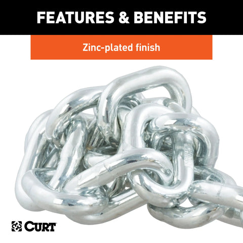 CURT 80315 - 35in. Safety Chain with 1 Clevis Hook (16200 lbs Yellow Zinc)