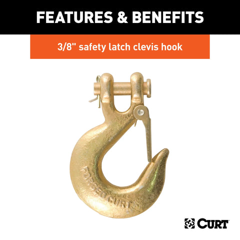 CURT 80316 - 35in. Safety Chain with 1 Clevis Hook (24000 lbs Yellow Zinc)