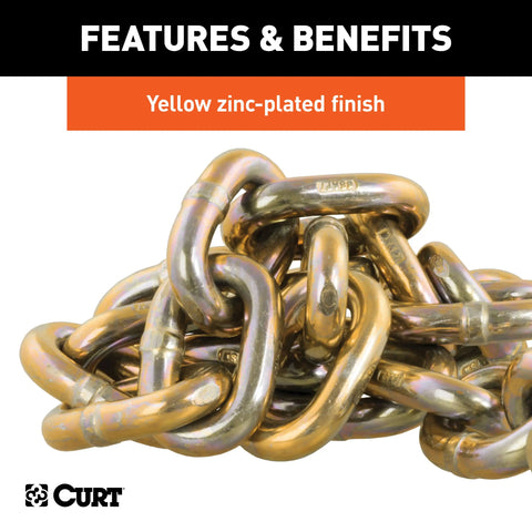 CURT 80316 - 35in. Safety Chain with 1 Clevis Hook (24000 lbs Yellow Zinc)