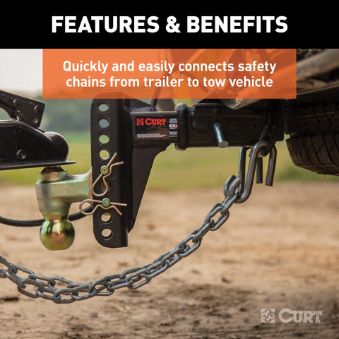 CURT 81620 - 17/32-Inch Certified Trailer Safety Chain S-Hook 7600 lbs