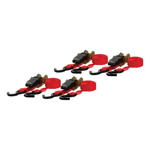 CURT 83002 - 16ft. Red Cargo Straps with S-Hooks (500 lbs 4-Pack)