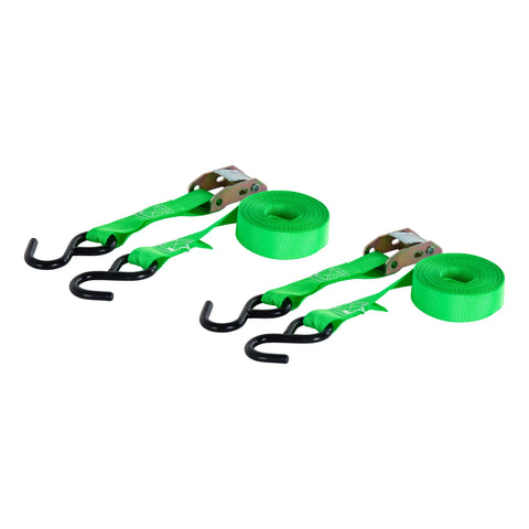 CURT 83015 - 15ft. Dark Green Cargo Straps with S-Hooks (300 lbs 2-Pack)