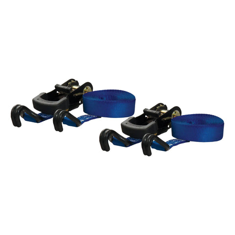 CURT 83020 - 16ft. Blue Cargo Straps with J-Hooks (733 lbs 2-Pack)