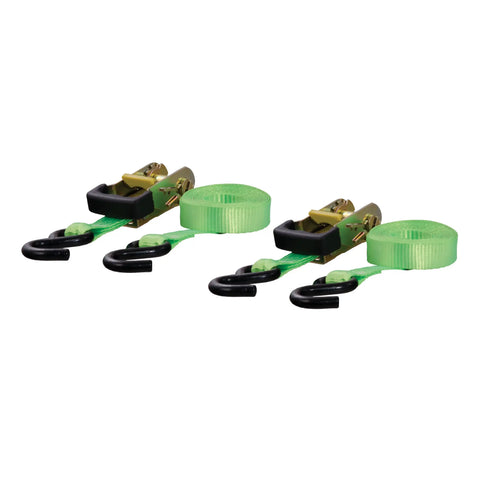 CURT 83028 - 16ft. Lime Green Cargo Straps with S-Hooks (1100 lbs 2-Pack)