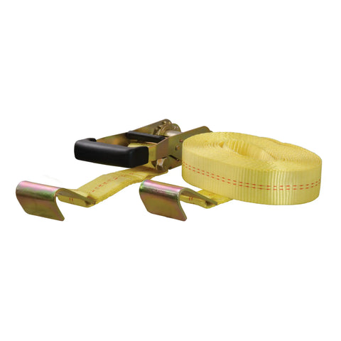 CURT 83048 - 27ft. Yellow Cargo Strap with Flat Hooks (3333 lbs.)