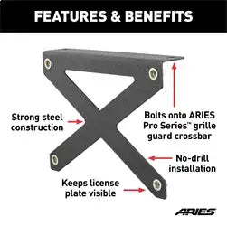 ARIES 85-0000 - Pro Series Grille Guard License Plate Bracket