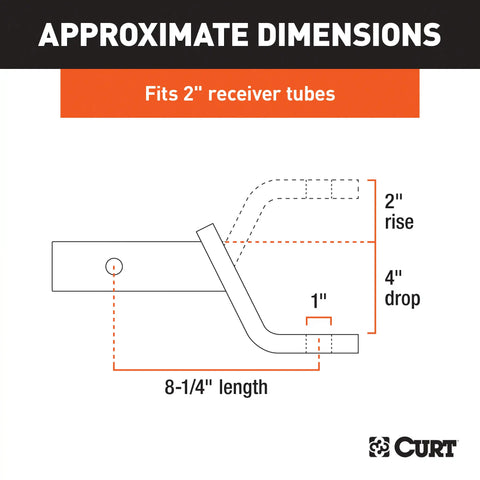 CURT MFG 45850 4' DROP BALL MOUNT 8.25' LONG 7.5K