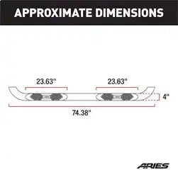 ARIES AL231007 - Big Step 4 Black Aluminum Round Side Bars, Select Jeep Wrangler JK