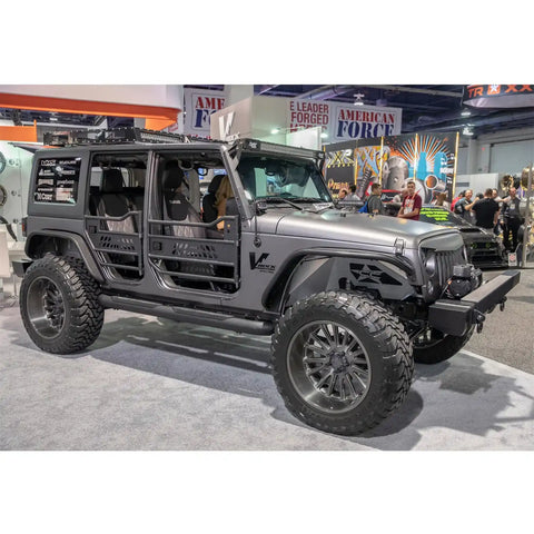 ARIES AL231007 - Big Step 4 Black Aluminum Round Side Bars, Select Jeep Wrangler JK