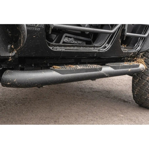 ARIES AL231007 - Big Step 4 Black Aluminum Round Side Bars, Select Jeep Wrangler JK