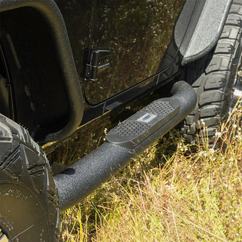 ARIES AL231008 - Big Step 4 Black Aluminum Round Side Bars, Select Jeep Wrangler JK