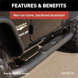 ARIES AL231008 - Big Step 4 Black Aluminum Round Side Bars, Select Jeep Wrangler JK