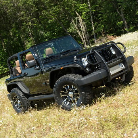 ARIES AL231008 - Big Step 4 Black Aluminum Round Side Bars, Select Jeep Wrangler JK