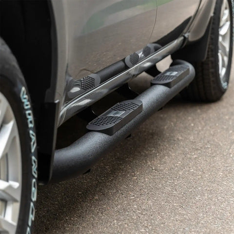 ARIES AL234013 - Big Step 4 Black Aluminum Round Side Bars, Select Silverado, Sierra 2500, 3500