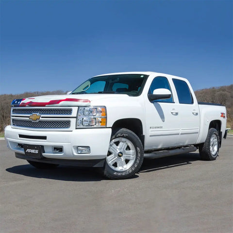 ARIES AL234046 - Big Step 4 Black Aluminum Round Side Bars, Select Silverado, Sierra