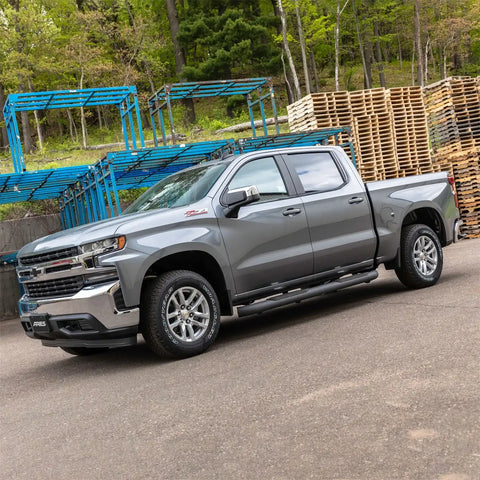 ARIES AL234053 - Big Step 4 Black Aluminum Round Side Bars, Select Silverado, Sierra Crew