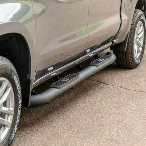 ARIES AL234053 - Big Step 4 Black Aluminum Round Side Bars, Select Silverado, Sierra Crew