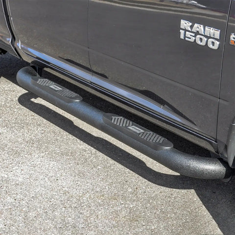 ARIES AL235041 - Big Step 4 Black Aluminum Round Side Bars, Select Dodge, Ram 1500, 2500, 3500