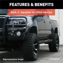 ARIES AL235045 - Big Step 4-Inch Round Black Aluminum Nerf Bars, Select Ram 1500