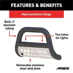 ARIES AL45-3006 - Big Horn 4 Black Aluminum Bull Bar, Select Ford F-250, F-350 Super Duty