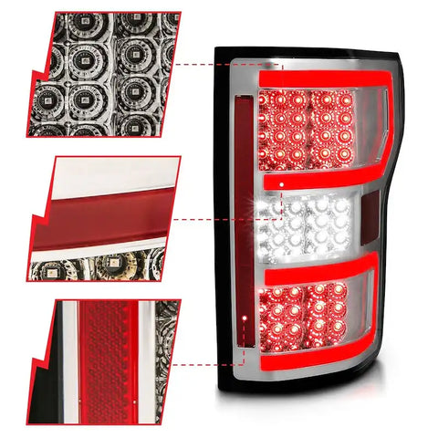 ANZO USA 321340 Tail Light Assembly LED Clear Lens Chrome Housing Clear Red Bulbs Set Of 2