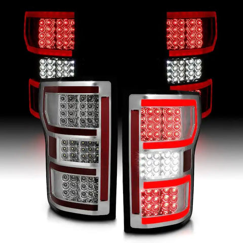 ANZO USA 321340 Tail Light Assembly LED Clear Lens Chrome Housing Clear Red Bulbs Set Of 2