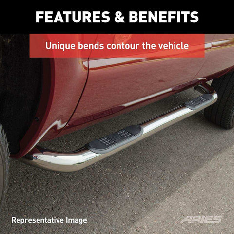 ARIES 207003-2 - 3 Round Polished Stainless Side Bars, Select Hyundai Santa Fe