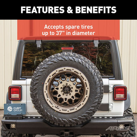 ARIES 2563001 - Jeep Wrangler JL Heavy-Duty Spare Tire Carrier