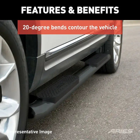 ARIES S225041 - 4 Black Steel Oval Side Bars, Select Dodge, Ram 1500, 2500, 3500