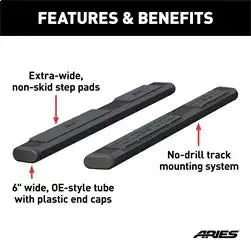 ARIES B2875 - 6 x 75 Black Aluminum Oval Side Bars (No Brackets)