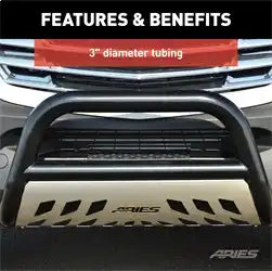ARIES B35-1001 - 3 Black Steel Bull Bar, Select Jeep Commander, Grand Cherokee