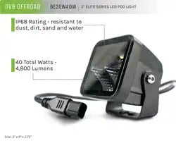 DV8 Offroad BE3EW40W UNIVERSAL 3 INCH CUBE LED LIGHT WITH FLOOD PATTERN AND POST MOUNT