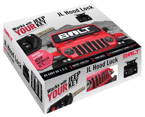 BOLT 7032303 Hood Lock Black Stainless Steel Lock Shutter 2018+ Jeep JL's and Gladiators**