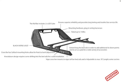 Black Horse Off Road VRCB7002B Steel Modular With Adjustable Square Light & Key