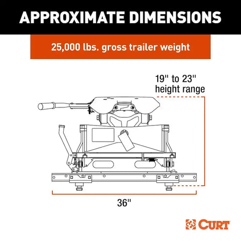 CURT 16057 A25 Sliding 5th Wheel Hitch, 25K, Select Chevy, Ford, GMC Puck System