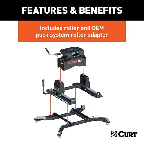 CURT 16688 Q24 5th Wheel Slider Hitch, Select Ram 2500, 3500, 6.5' Bed Puck System