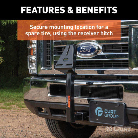 CURT 31006 24-Inch High Trailer Hitch Spare Tire Mount for 2-inch Receiver