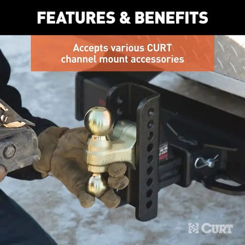 CURT 45908 Adjustable Channel Mount with 2-5/16 Ball & Pintle (2-1/2 Shank, 20,000 lbs.)