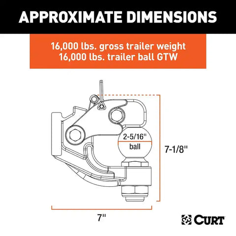 CURT 48200 Ball & Pintle Hitch (2-5/16 Ball, 16,000 lbs. Capacity)