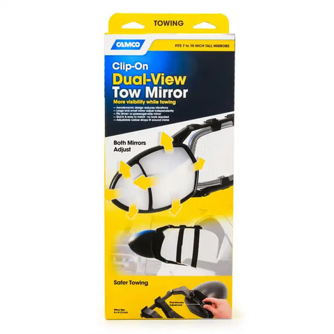 Camco 25653 Camco 25653 Exterior Towing Mirror Clip-On For Any Between 7 and 10 Inches Tall Dual View Non-Extendable Manual