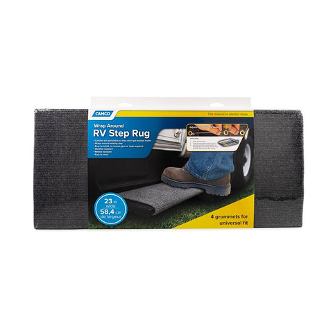 Camco 42935 Camco 42935 Entry Step Rug Wrap Around Hook and Spring 23 Inch Width x 22 Length Grey Carpet