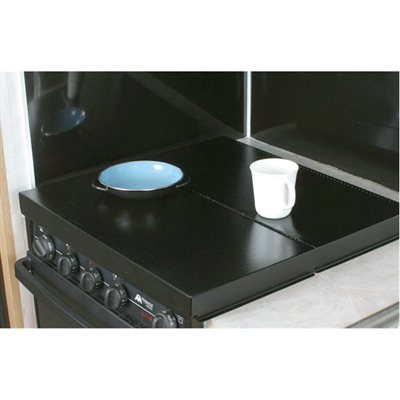 Camco 43554 Stove Top Cover Universal Fit Black Powder Coated Steel Does Not Silence Rattles