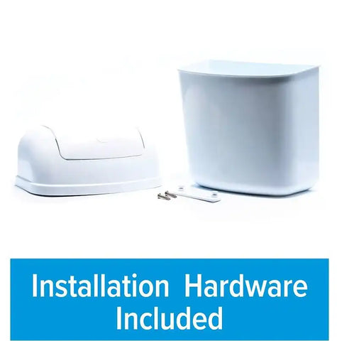Camco 43961 Trash Can 11 Inch Height x 8-3/4 Width 5 Length Wall Mount or Inside Cabinet White Plastic