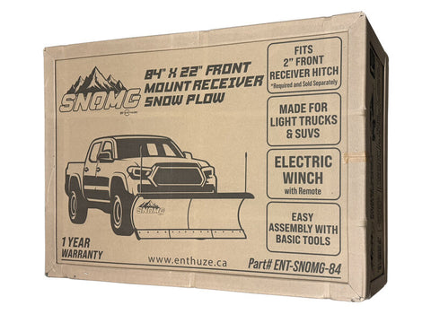 Enthuze SNOMG 84" T-Frame Snow Plow with Winch & Remote – Heavy-Duty Winter Plow
